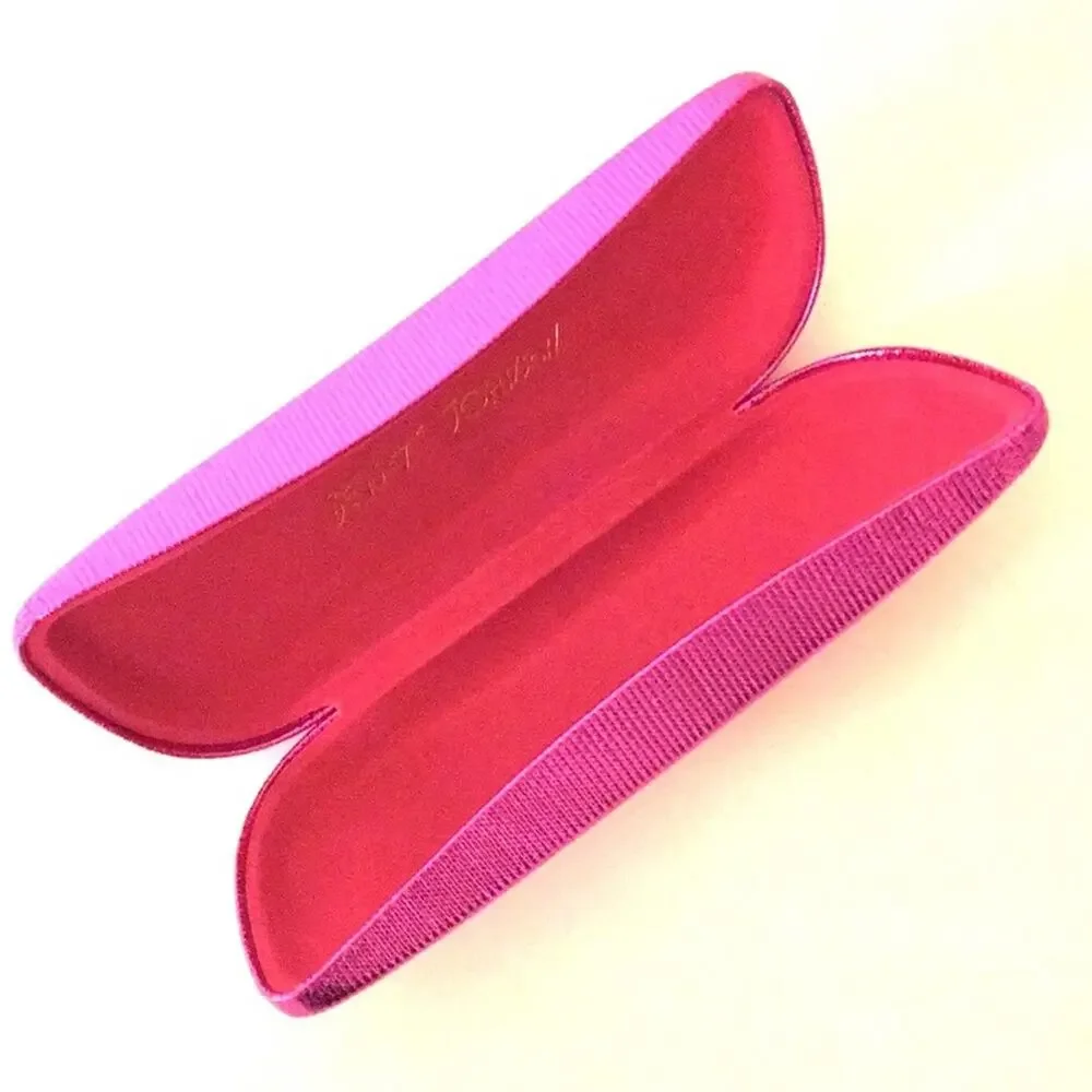 Betsy Johnson eyeglasses case hot pink golden logo